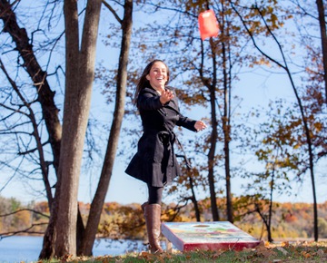 Playing Cornhole | Wedding venues in Michigan